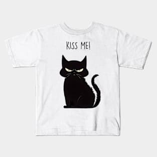 Kiss Me, Funny Cat Lover, Cat Owner Kids T-Shirt